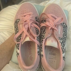 Adidas pink leapord sneakers